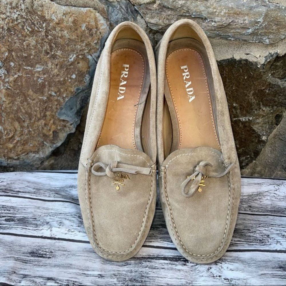 100% Authentic PRADA Slip-On Moccasins | Camel | Size 38 (US Size 7/7.5) - Picture 2 of 7